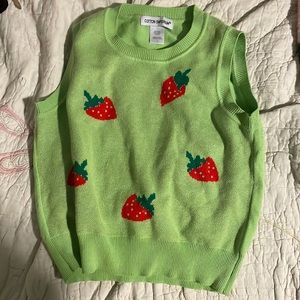 Green strawberry sweater vest